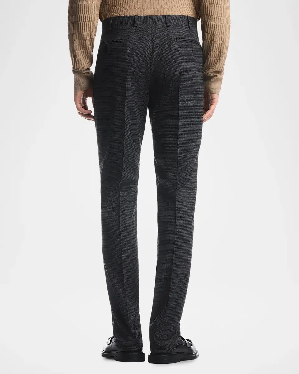 Emporio Armani Men's Wool-Blend Jacquard Slim Flat-Front Pants | Thumbnail 2 Emporio Armani Men's Wool-Blend Jacquard Slim Flat-Front Pants | Thumbnail 2