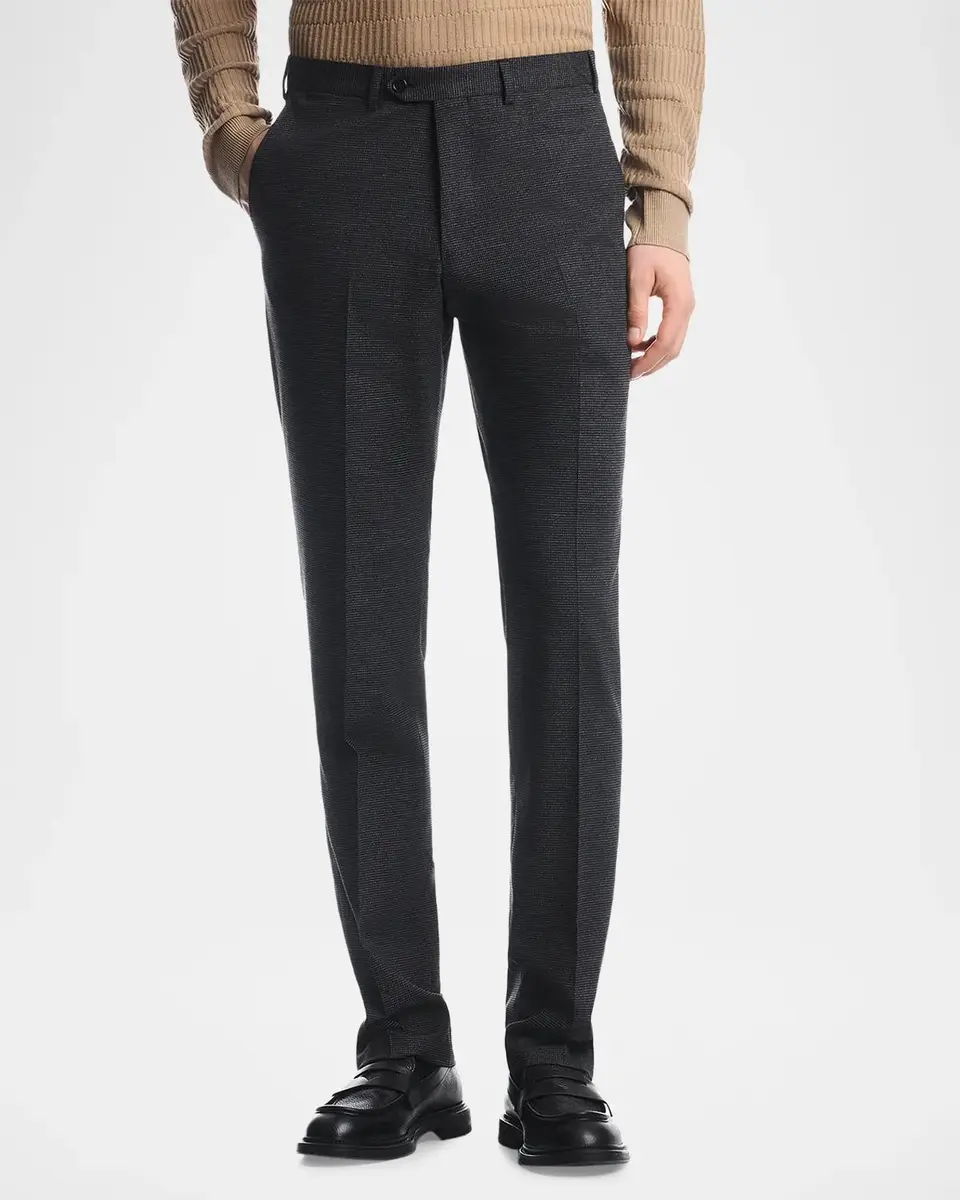 Emporio Armani Men's Wool-Blend Jacquard Slim Flat-Front Pants | Thumbnail 3 Emporio Armani Men's Wool-Blend Jacquard Slim Flat-Front Pants | Thumbnail 3