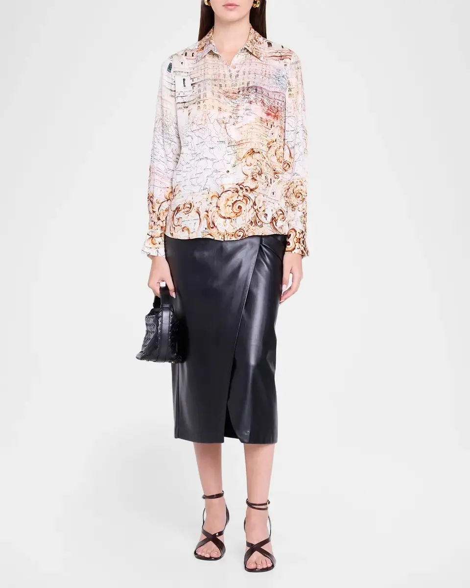 Elie Tahari Amelia Faux-Leather Pleated Midi Skirt | Thumbnail 2 Elie Tahari Amelia Faux-Leather Pleated Midi Skirt | Thumbnail 2
