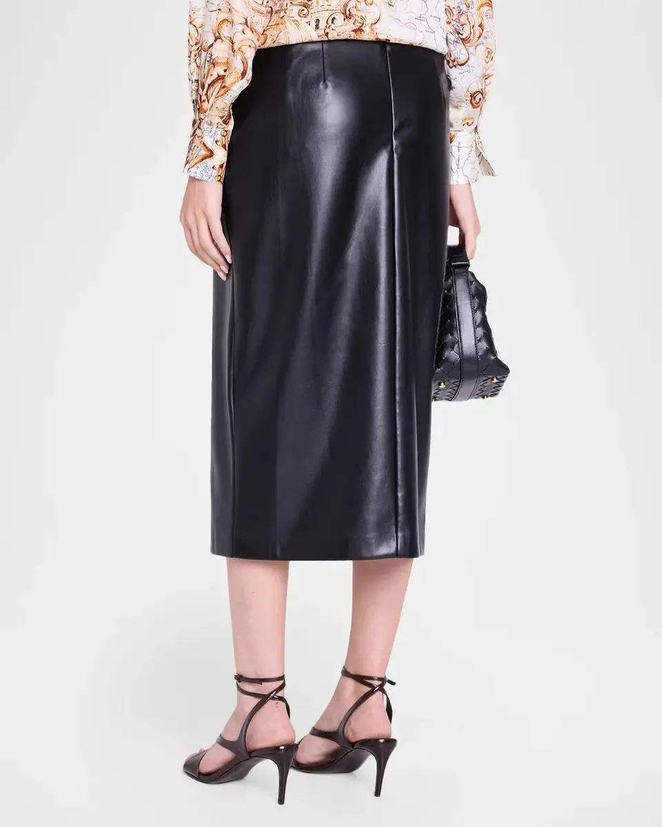 Elie Tahari Amelia Faux-Leather Pleated Midi Skirt | Thumbnail 3 Elie Tahari Amelia Faux-Leather Pleated Midi Skirt | Thumbnail 3