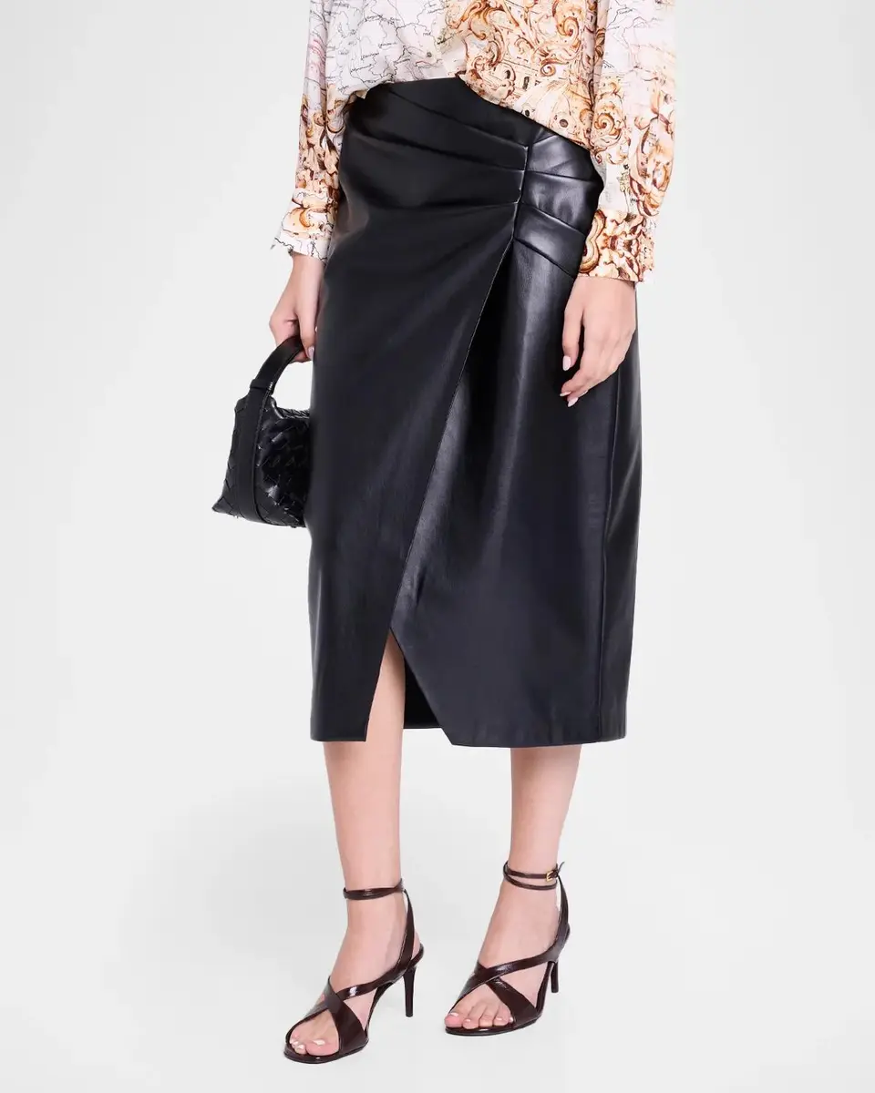 Elie Tahari Amelia Faux-Leather Pleated Midi Skirt | Thumbnail 4 Elie Tahari Amelia Faux-Leather Pleated Midi Skirt | Thumbnail 4