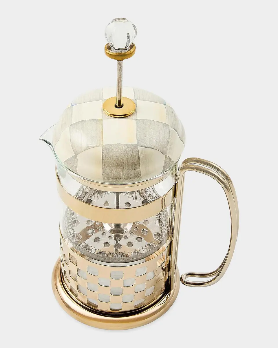 MacKenzie-Childs Sterling Check Glass French Press | Thumbnail 3 MacKenzie-Childs Sterling Check Glass French Press | Thumbnail 3