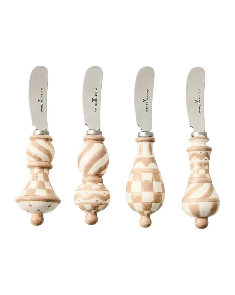 MacKenzie-Childs 4-Piece Check Ceramic Spreader Set