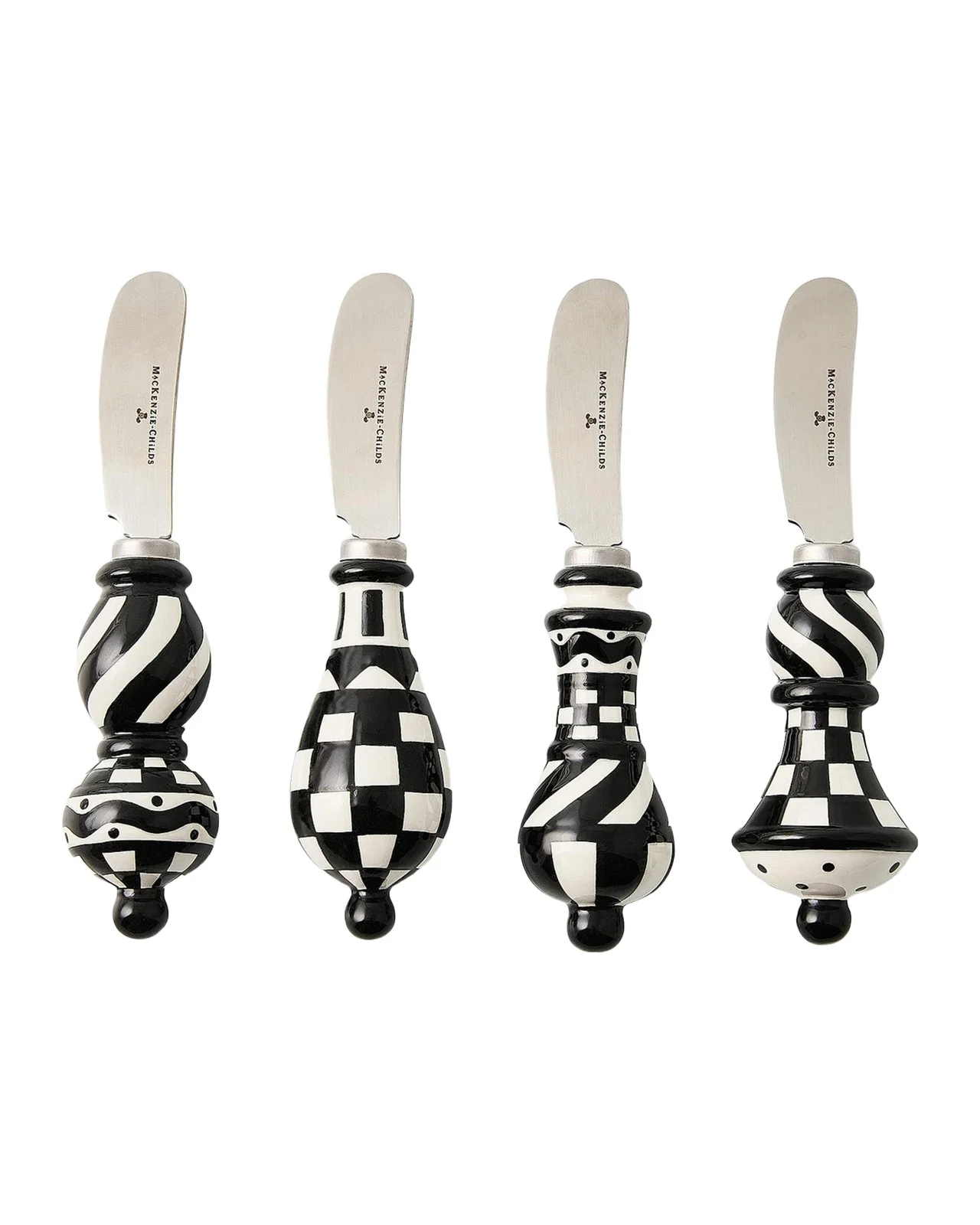 MacKenzie-Childs 4-Piece Check Ceramic Spreader Set
