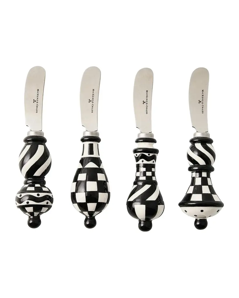 MacKenzie-Childs 4-Piece Check Ceramic Spreader Set