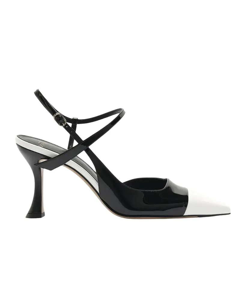 Alexandre Birman 85mm Tita Wrap Patent Leather Cap-Toe Pumps