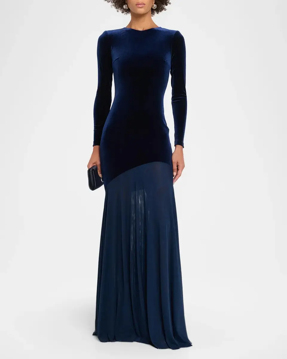 Chiara Boni La Petite Robe Janina Velvet A-Line Gown | Thumbnail 2 Chiara Boni La Petite Robe Janina Velvet A-Line Gown | Thumbnail 2