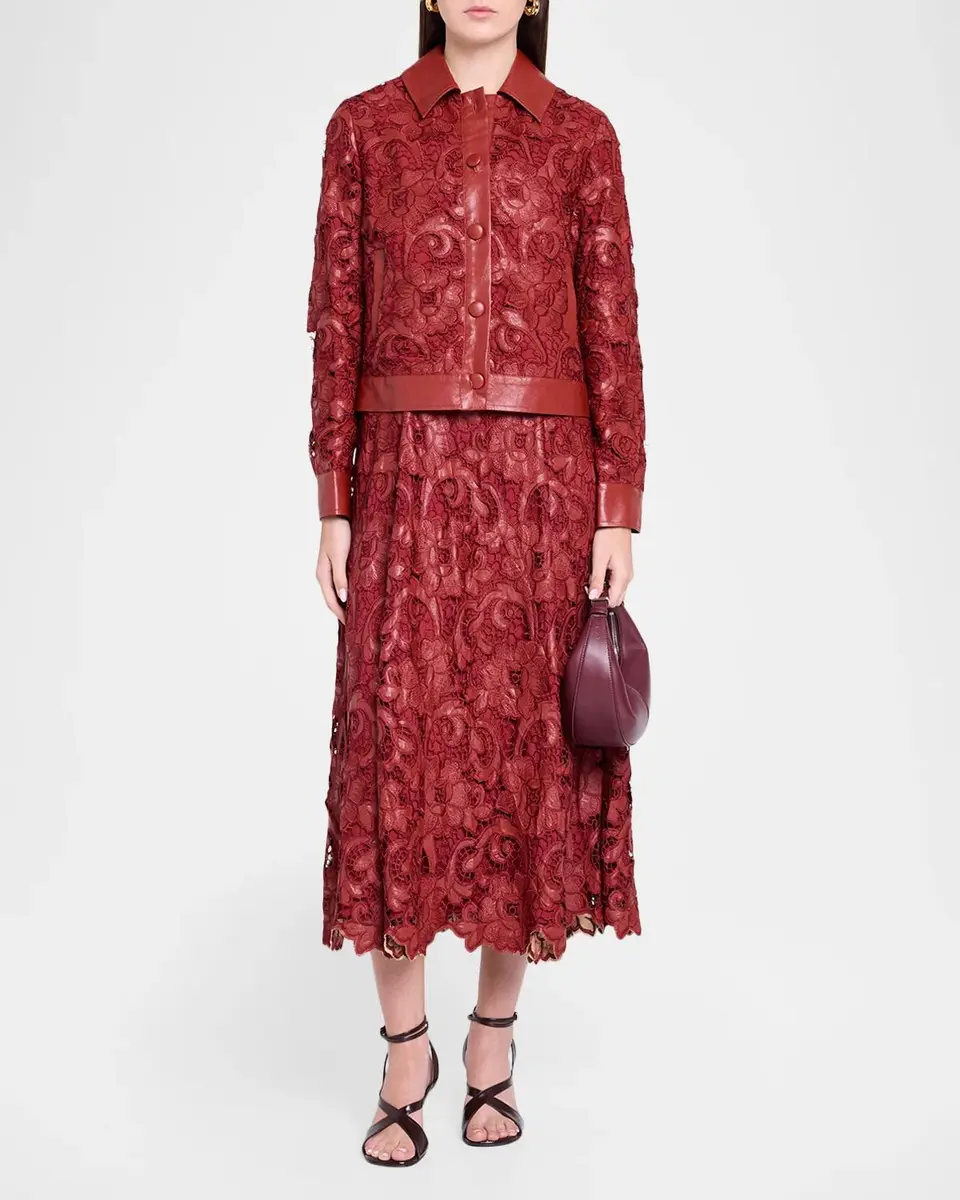Elie Tahari Chayenne Guipure Lace & Faux-Leather Crop Jacket | Thumbnail 2 Elie Tahari Chayenne Guipure Lace & Faux-Leather Crop Jacket | Thumbnail 2