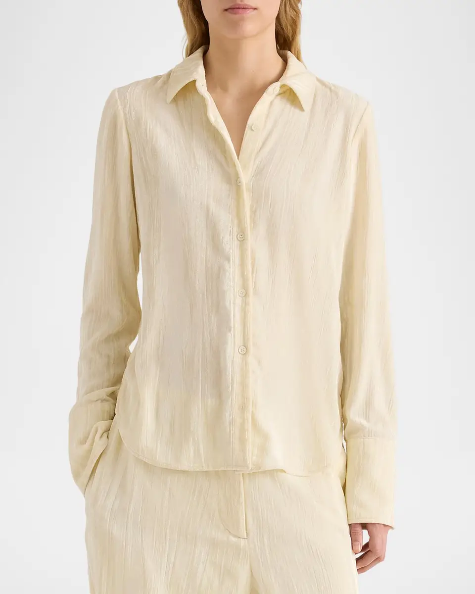 Proenza Schouler White Label Madi Crinkled Button-Front Top | Thumbnail 2 Proenza Schouler White Label Madi Crinkled Button-Front Top | Thumbnail 2