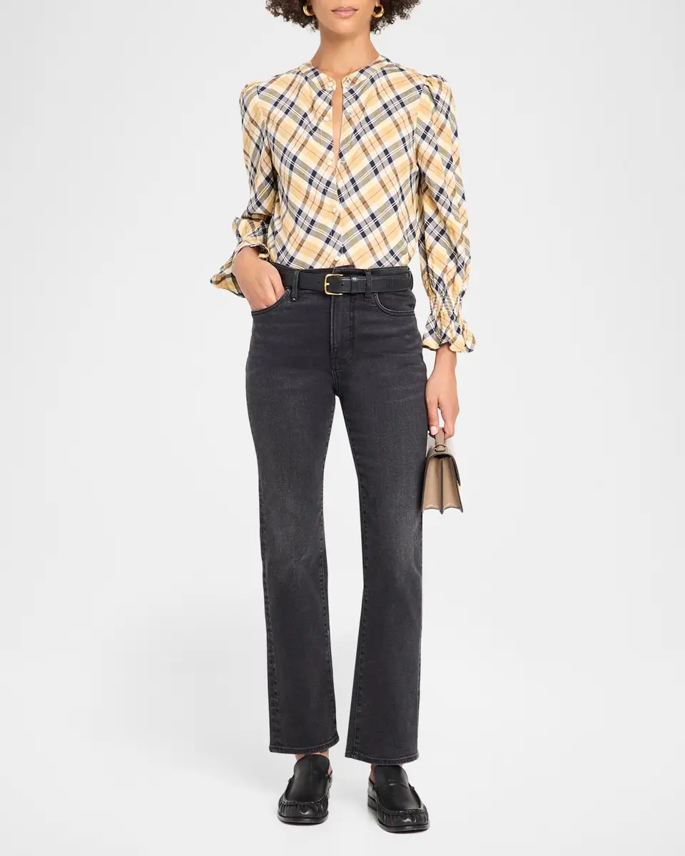 Veronica Beard Ashlynn Plaid Cotton-Blend Blouse | Thumbnail 2