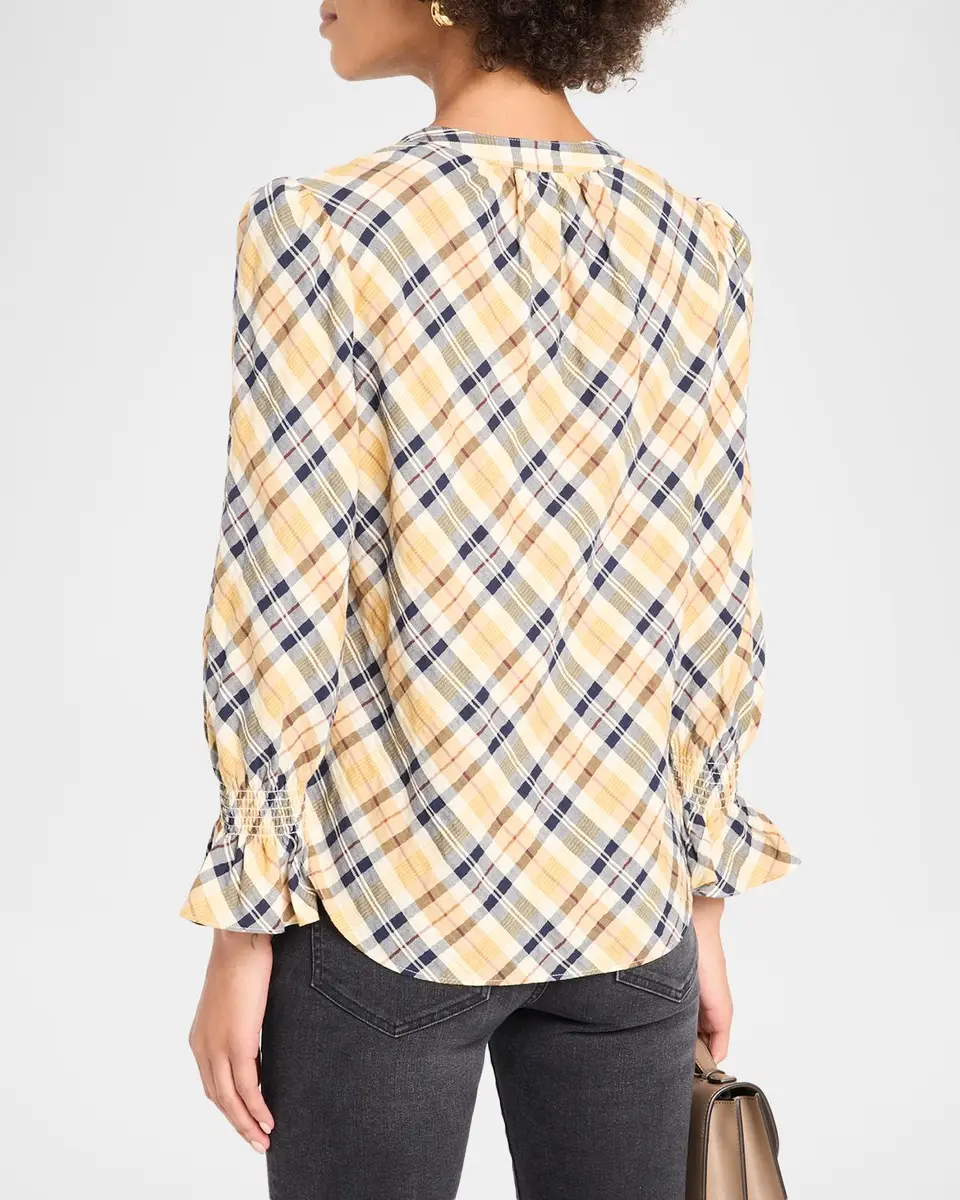 Veronica Beard Ashlynn Plaid Cotton-Blend Blouse | Thumbnail 3