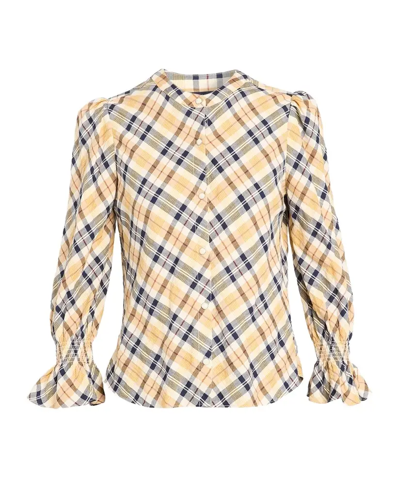 Veronica Beard Ashlynn Plaid Cotton-Blend Blouse