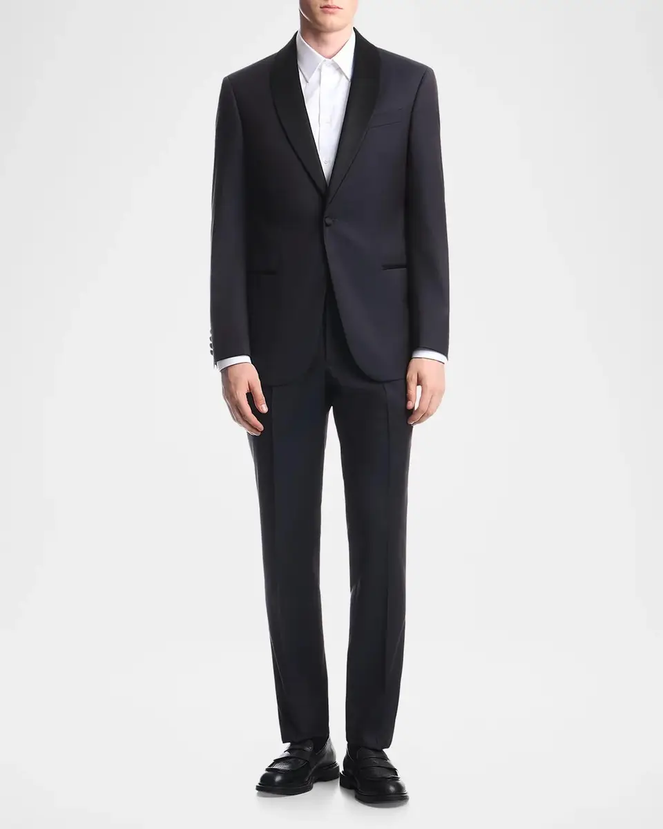 Emporio Armani Men's Wool Stretch Tuxedo with Satin Shawl Lapels | Thumbnail 4 Emporio Armani Men's Wool Stretch Tuxedo with Satin Shawl Lapels | Thumbnail 4