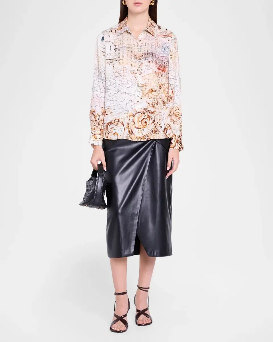 Elie Tahari Madeline Printed Silk-Blend Button-Front Blouse | Thumbnail 2