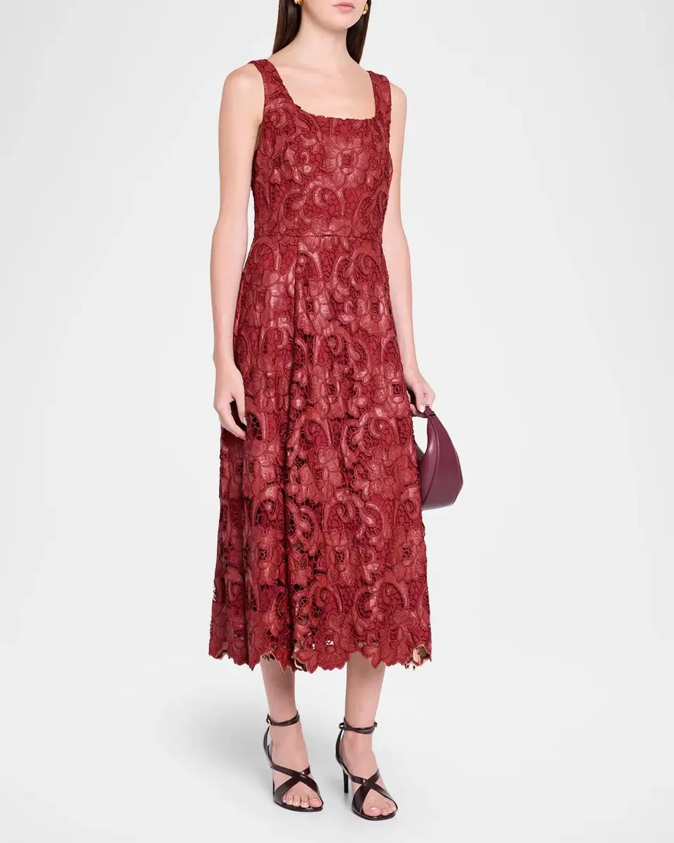 Elie Tahari Chayenne Guipure-Lace Midi Dress | Thumbnail 4 Elie Tahari Chayenne Guipure-Lace Midi Dress | Thumbnail 4
