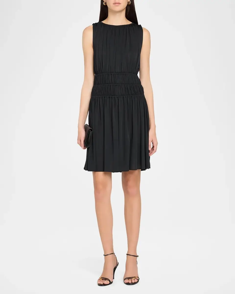 Vince Matte Jersey Gathered-Tier Sleeveless Dress | Thumbnail 2