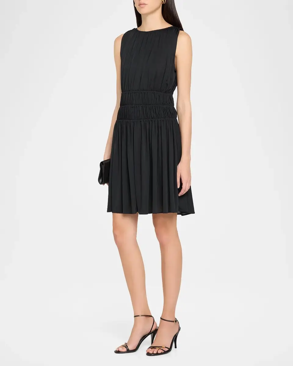 Vince Matte Jersey Gathered-Tier Sleeveless Dress | Thumbnail 4