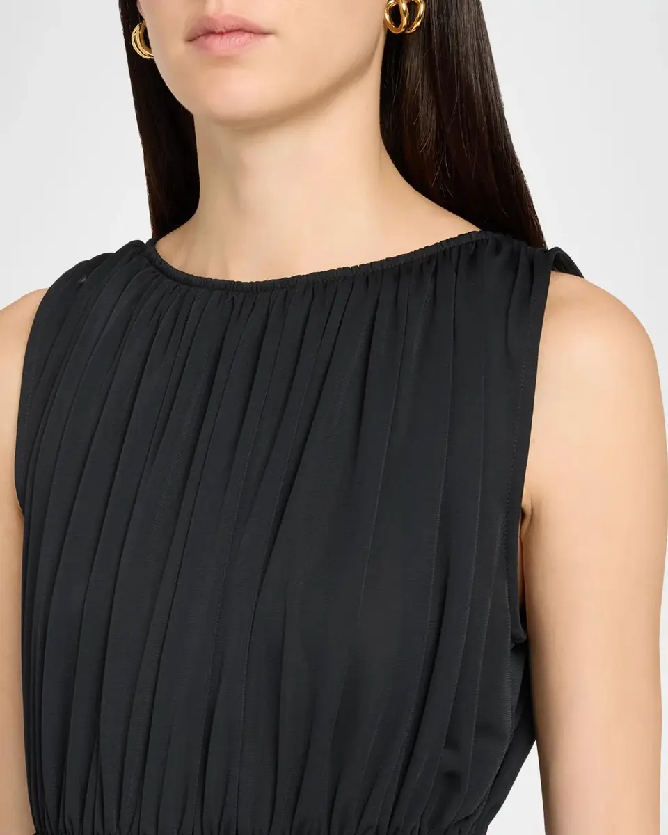 Vince Matte Jersey Gathered-Tier Sleeveless Dress | Thumbnail 5