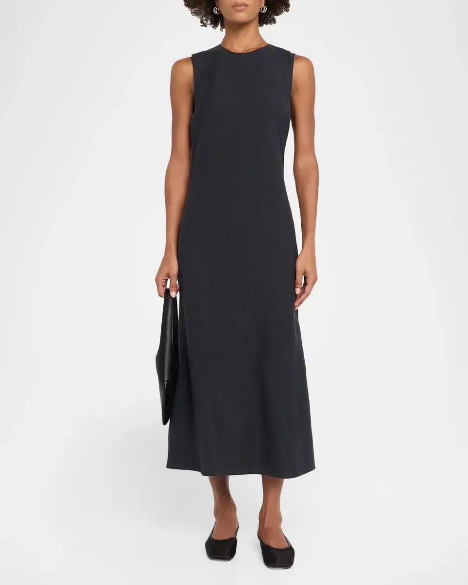 Vince Sleeveless Bias-Cut Linen-Blend Dress | Thumbnail 2