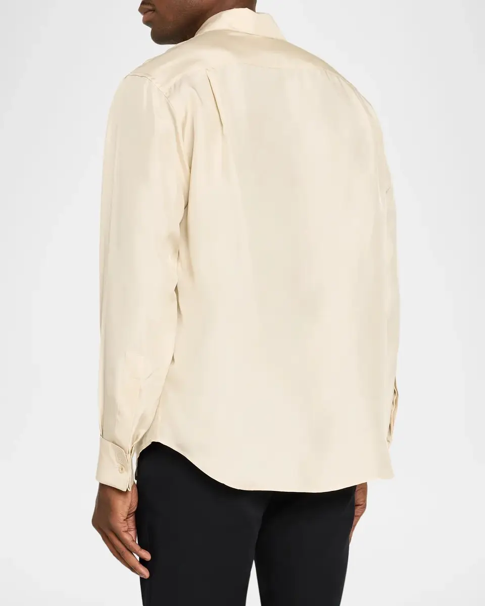 Burberry Men's Henry Silk French-Cuff Sport Shirt | Thumbnail 3
