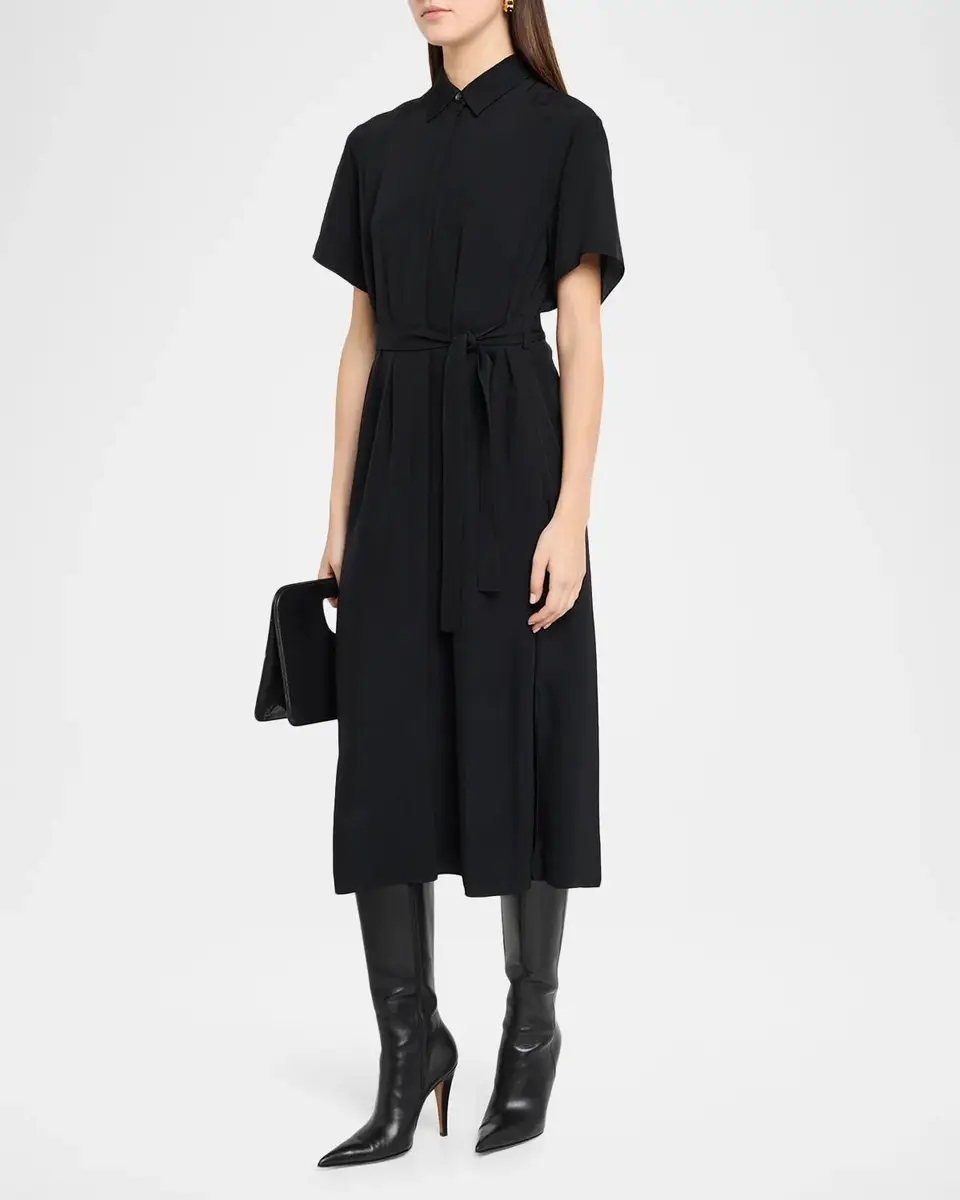 Theory Belted Twill Midi Shirtdress | Thumbnail 4 Theory Belted Twill Midi Shirtdress | Thumbnail 4