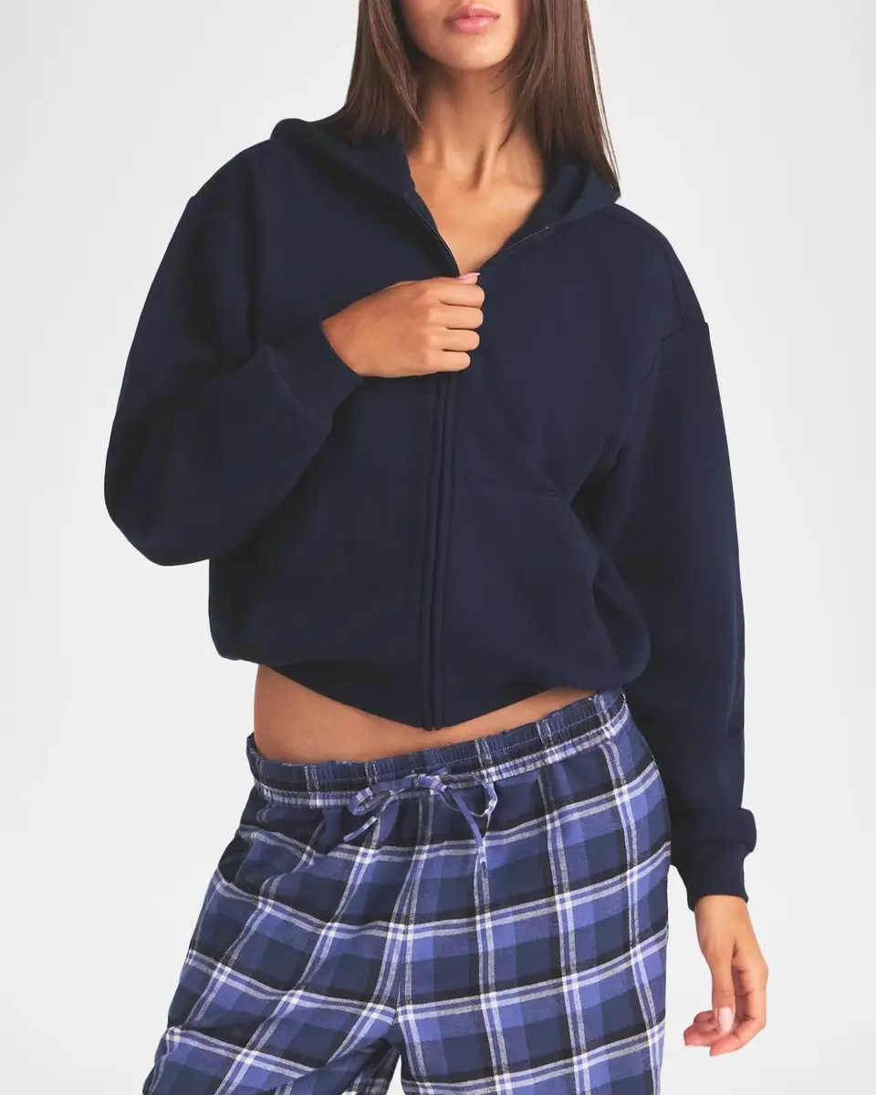 Skims Classic Zip-Up Cotton Fleece Hoodie | Thumbnail 4