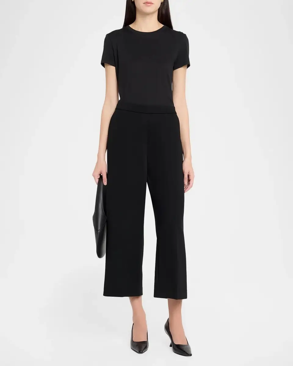 Theory Cropped Wide-Leg Pull-On Pants | Thumbnail 2 Theory Cropped Wide-Leg Pull-On Pants | Thumbnail 2