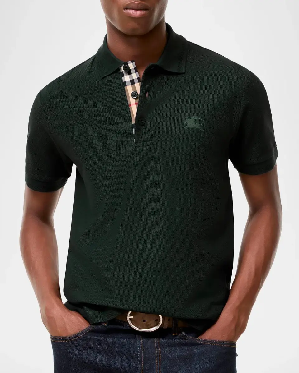 Burberry Men's Eddie EKD Check-Placket Polo Shirt | Thumbnail 2