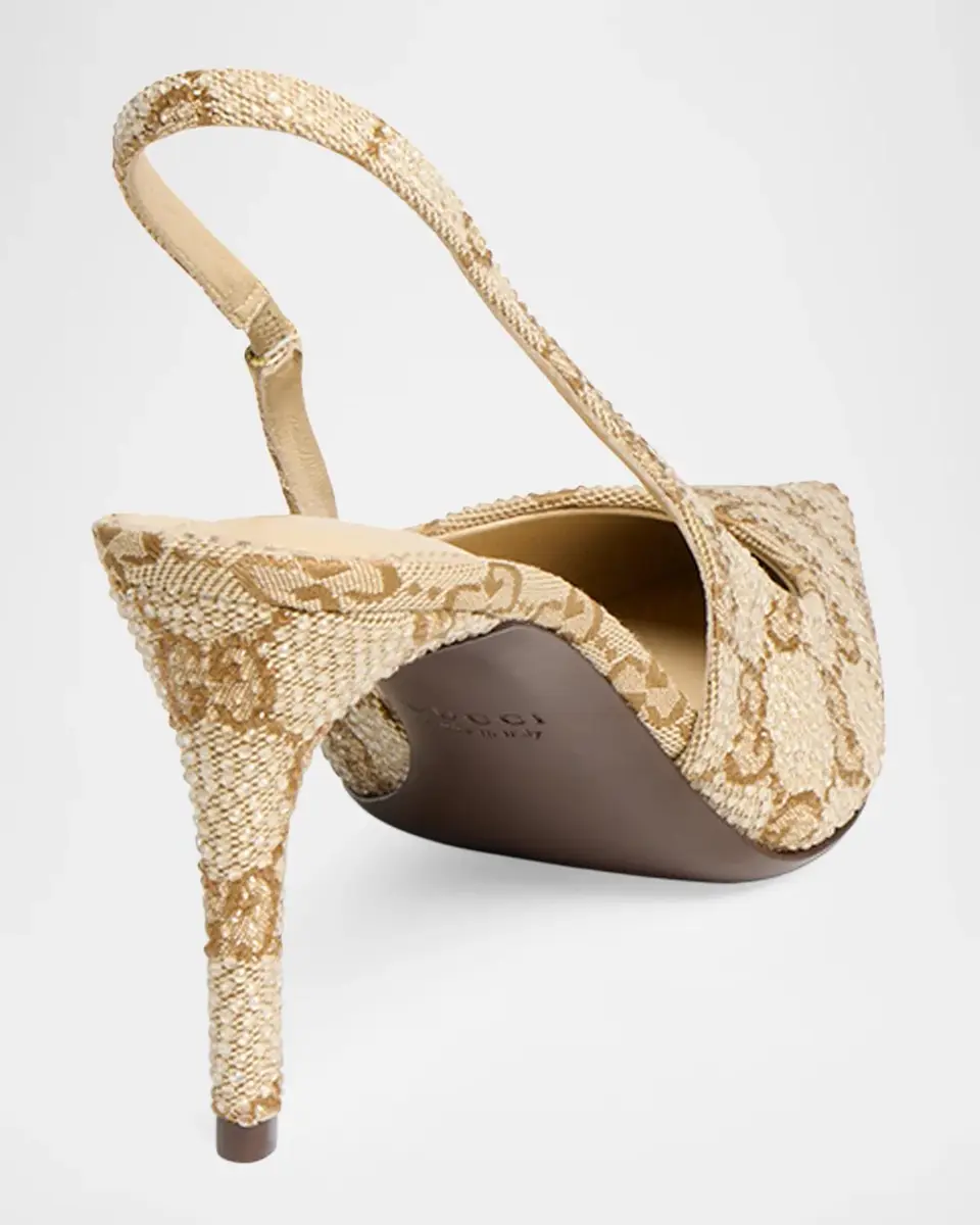 Gucci Donna 80MM Embellished GG Slingback Pumps | Thumbnail 2 Gucci Donna 80MM Embellished GG Slingback Pumps | Thumbnail 2
