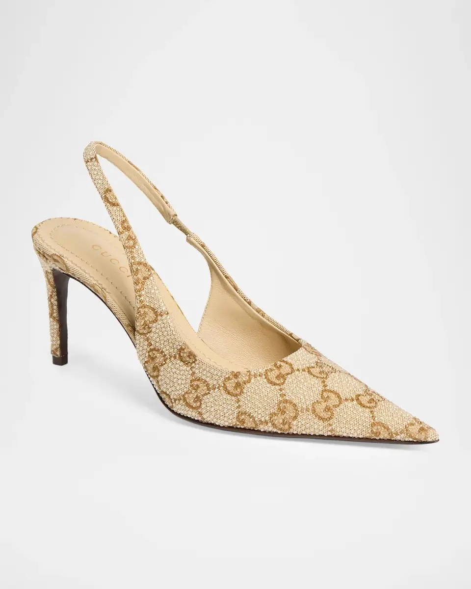 Gucci Donna 80MM Embellished GG Slingback Pumps | Thumbnail 5 Gucci Donna 80MM Embellished GG Slingback Pumps | Thumbnail 5