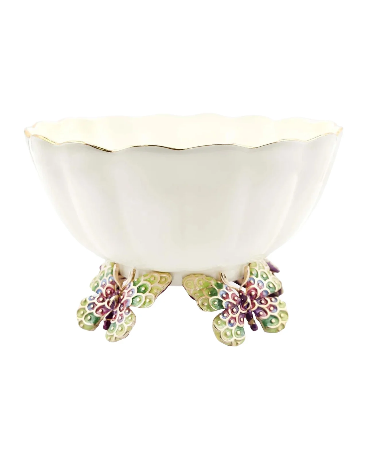 Jay Strongwater Quinn 14K-Gold-Plated & Ceramic Butterfly Bowl