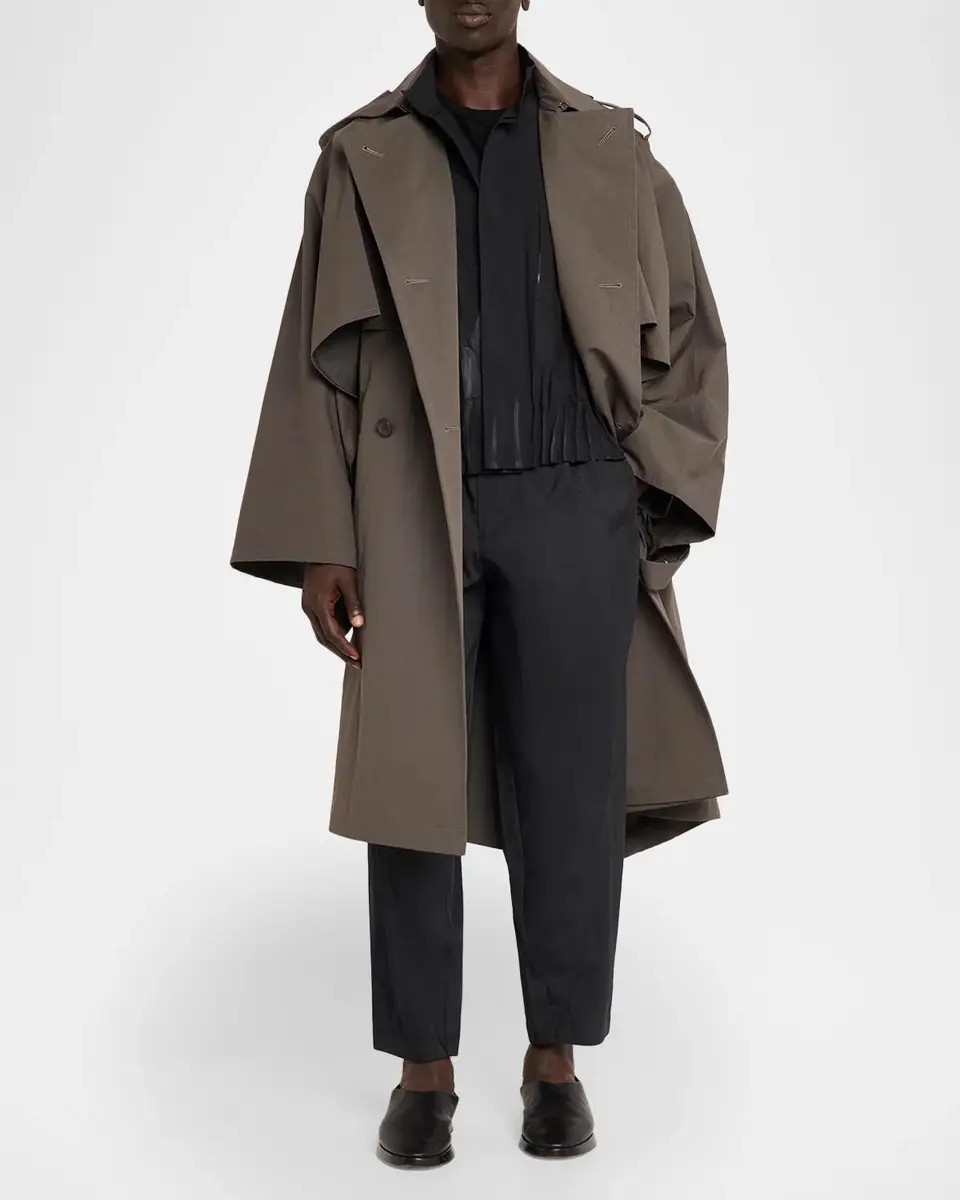 IM MEN Men's Overlap Cotton-Blend Cape Coat | Thumbnail 2