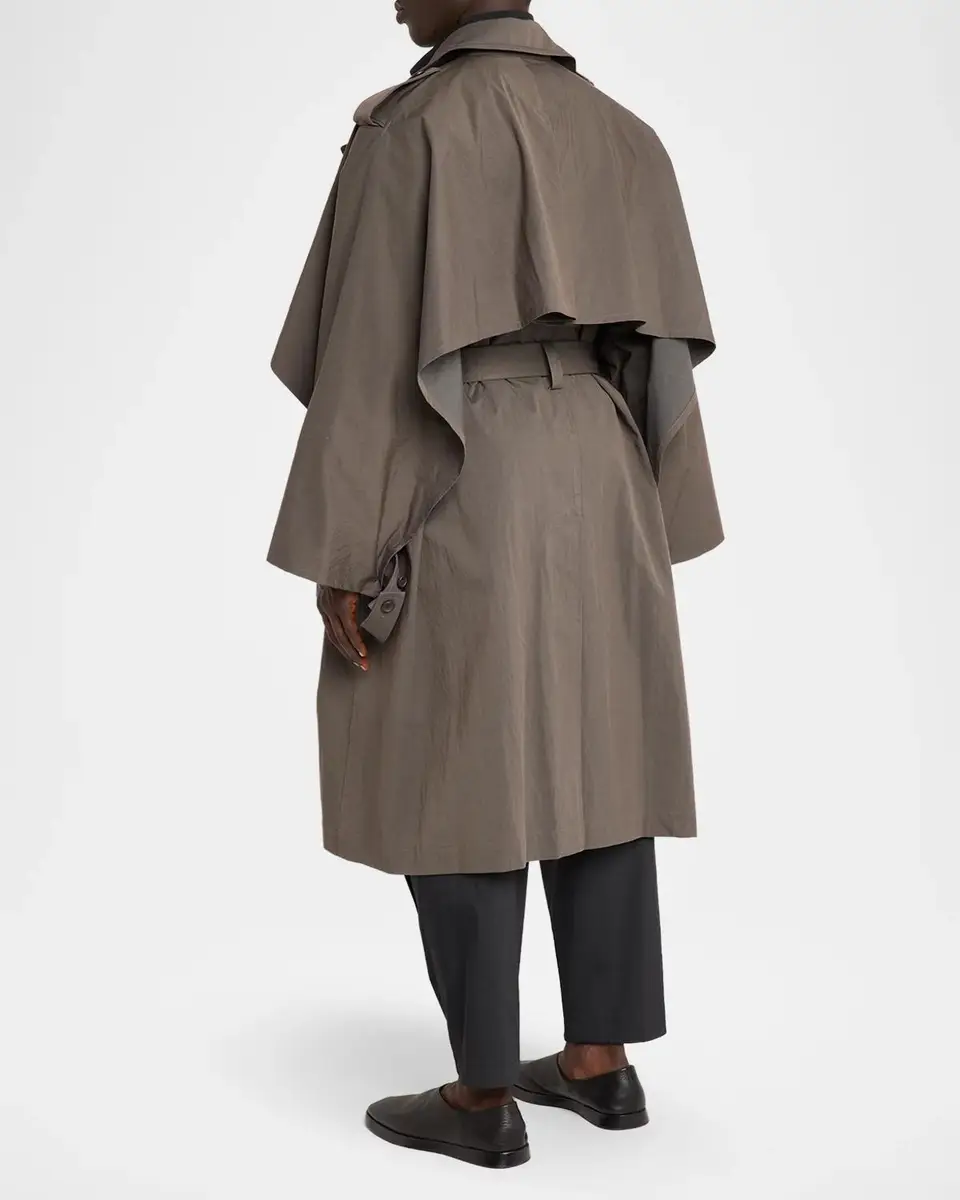 IM MEN Men's Overlap Cotton-Blend Cape Coat | Thumbnail 3