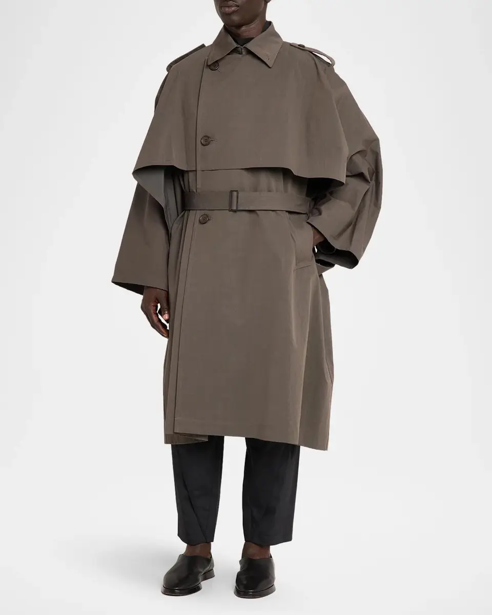 IM MEN Men's Overlap Cotton-Blend Cape Coat | Thumbnail 4