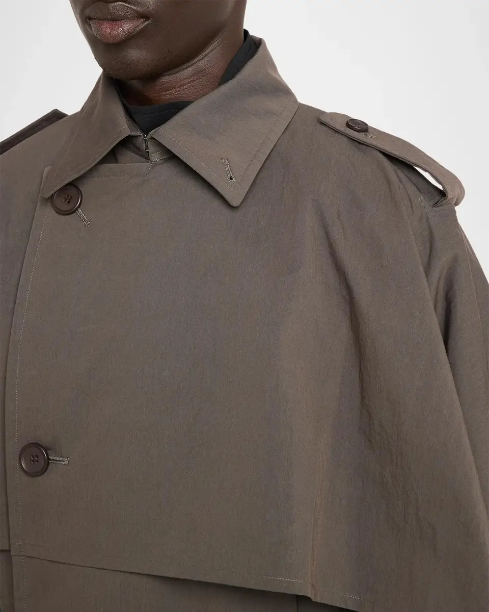 IM MEN Men's Overlap Cotton-Blend Cape Coat | Thumbnail 5
