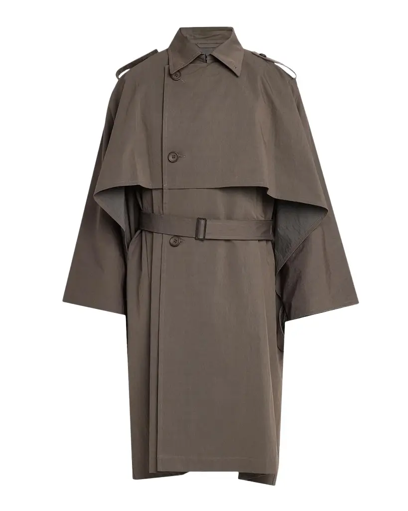 Issey Miyake Men's Overlap Cotton-Blend Cape Coat | Image 1 Issey Miyake Men's Overlap Cotton-Blend Cape Coat | Image 1