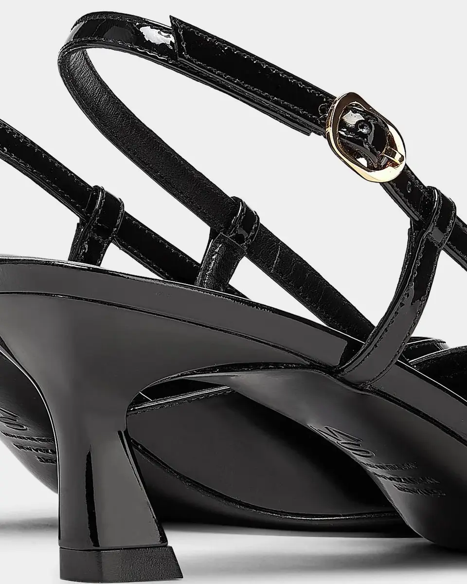 Stuart Weitzman 50mm Vinnie Patent Leather Kitten Slingback Pumps | Thumbnail 2 Stuart Weitzman 50mm Vinnie Patent Leather Kitten Slingback Pumps | Thumbnail 2
