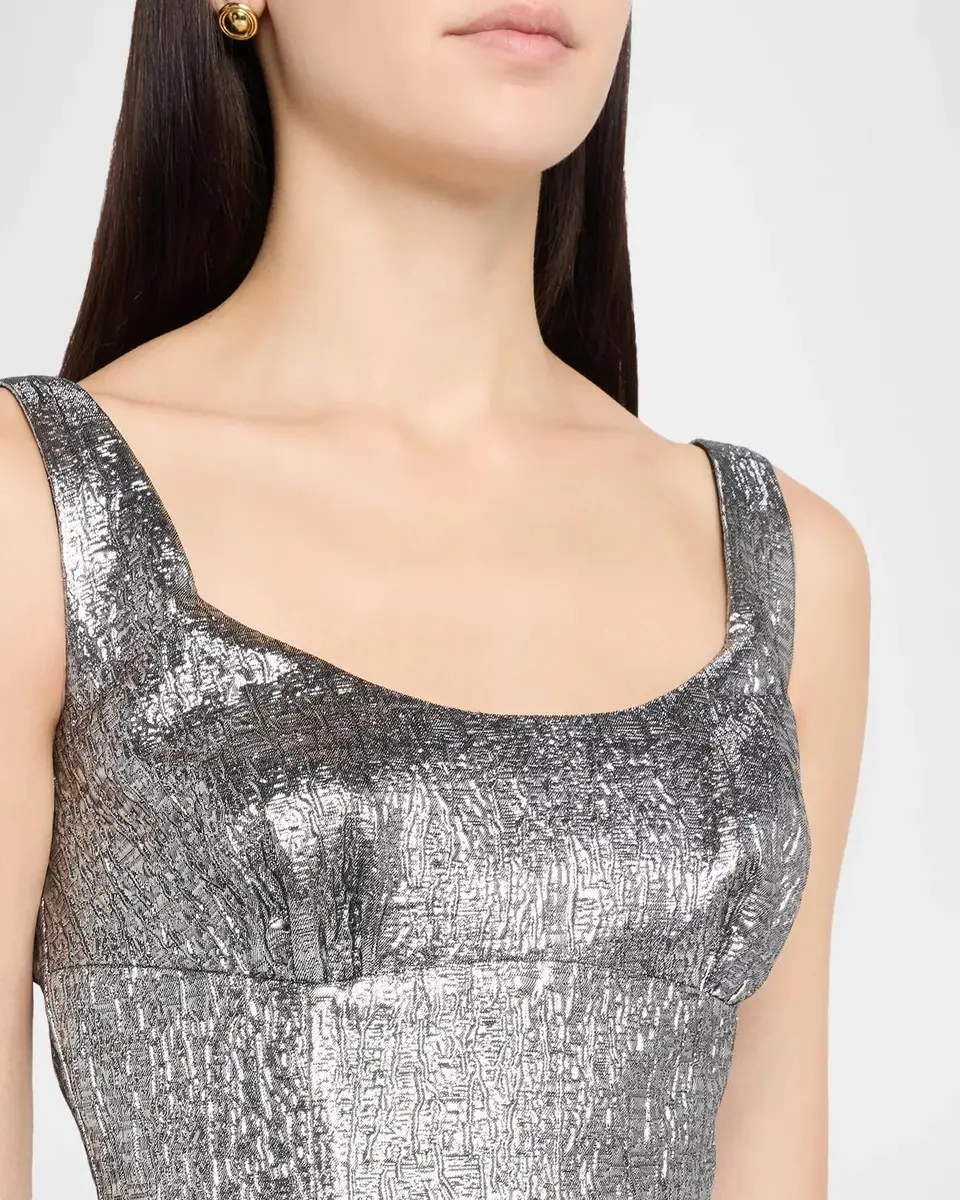 Roland Mouret Off-The-Shoulder Metallic Textured Jacquard Midi Dress | Thumbnail 5
