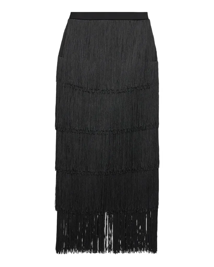 L'Agence Karolyn Fringe Midi Skirt