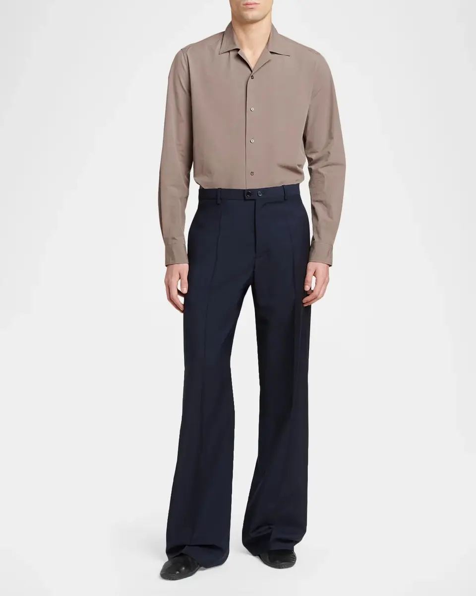 Jil Sander Men's Organic Cotton Notch Collar Button-Front Shirt | Thumbnail 2