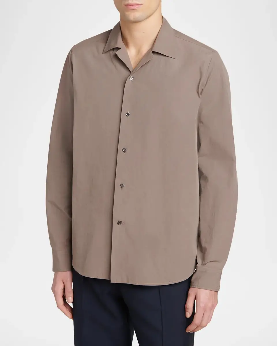 Jil Sander Men's Organic Cotton Notch Collar Button-Front Shirt | Thumbnail 4