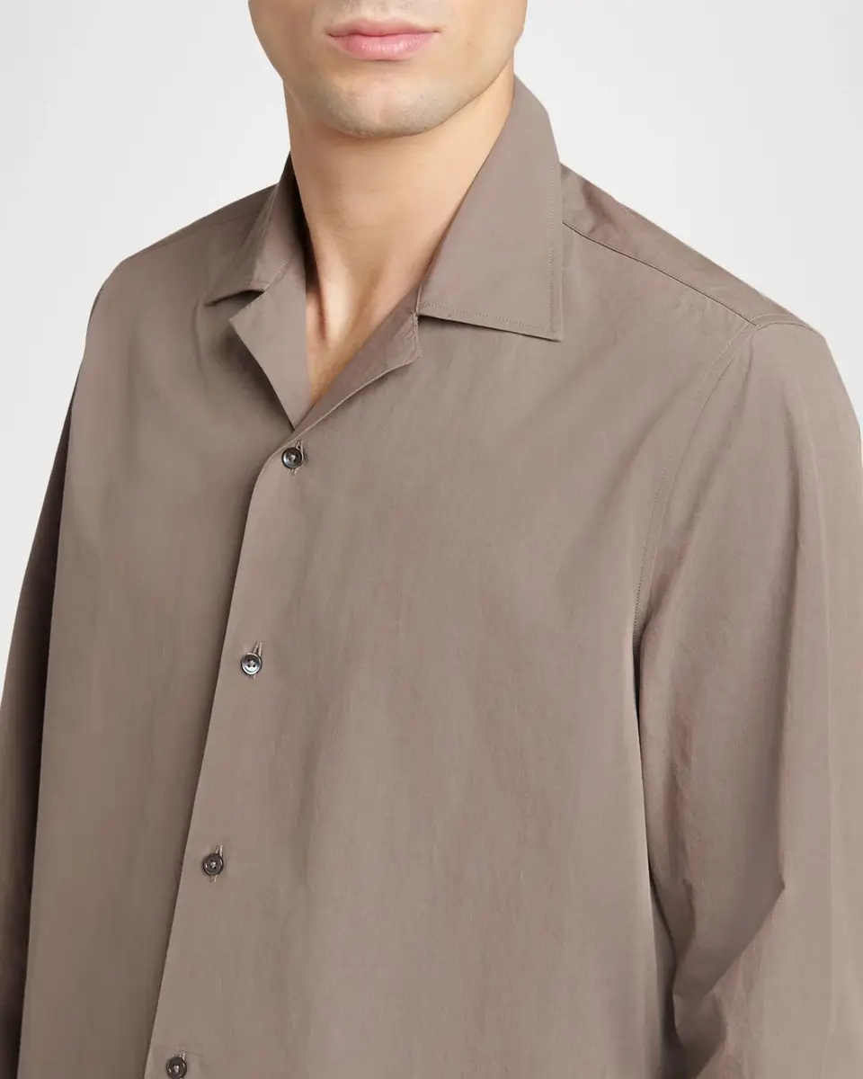 Jil Sander Men's Organic Cotton Notch Collar Button-Front Shirt | Thumbnail 5