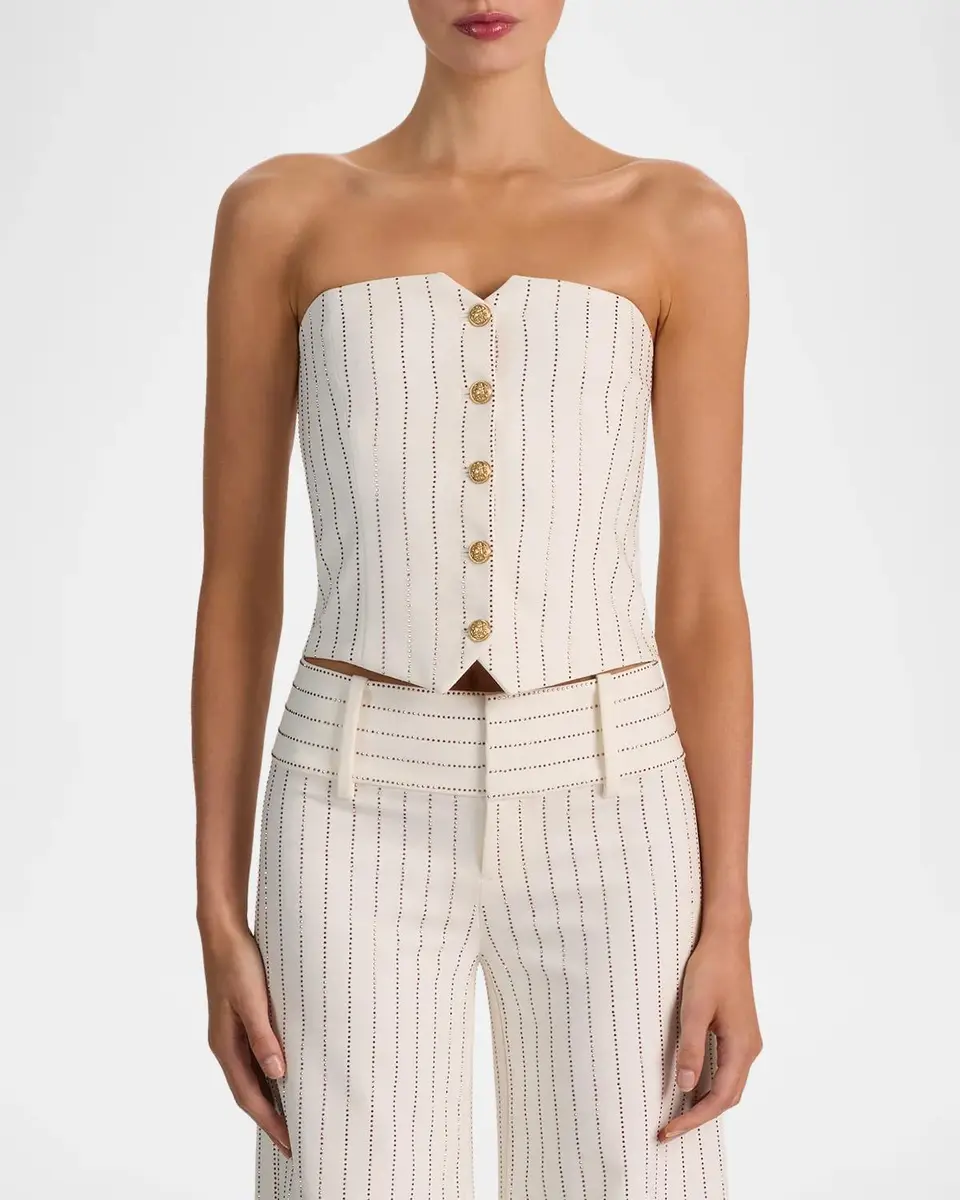 Alice + Olivia Kelcey Striped Embellished Strapless Vest | Thumbnail 4 Alice + Olivia Kelcey Striped Embellished Strapless Vest | Thumbnail 4
