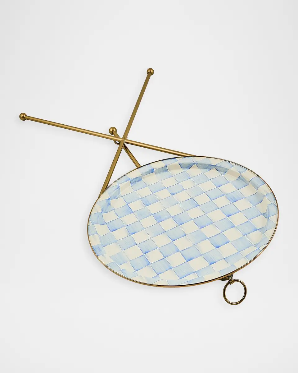 MacKenzie-Childs Sky Check Enamel Tilt Accent Table | Thumbnail 3 MacKenzie-Childs Sky Check Enamel Tilt Accent Table | Thumbnail 3