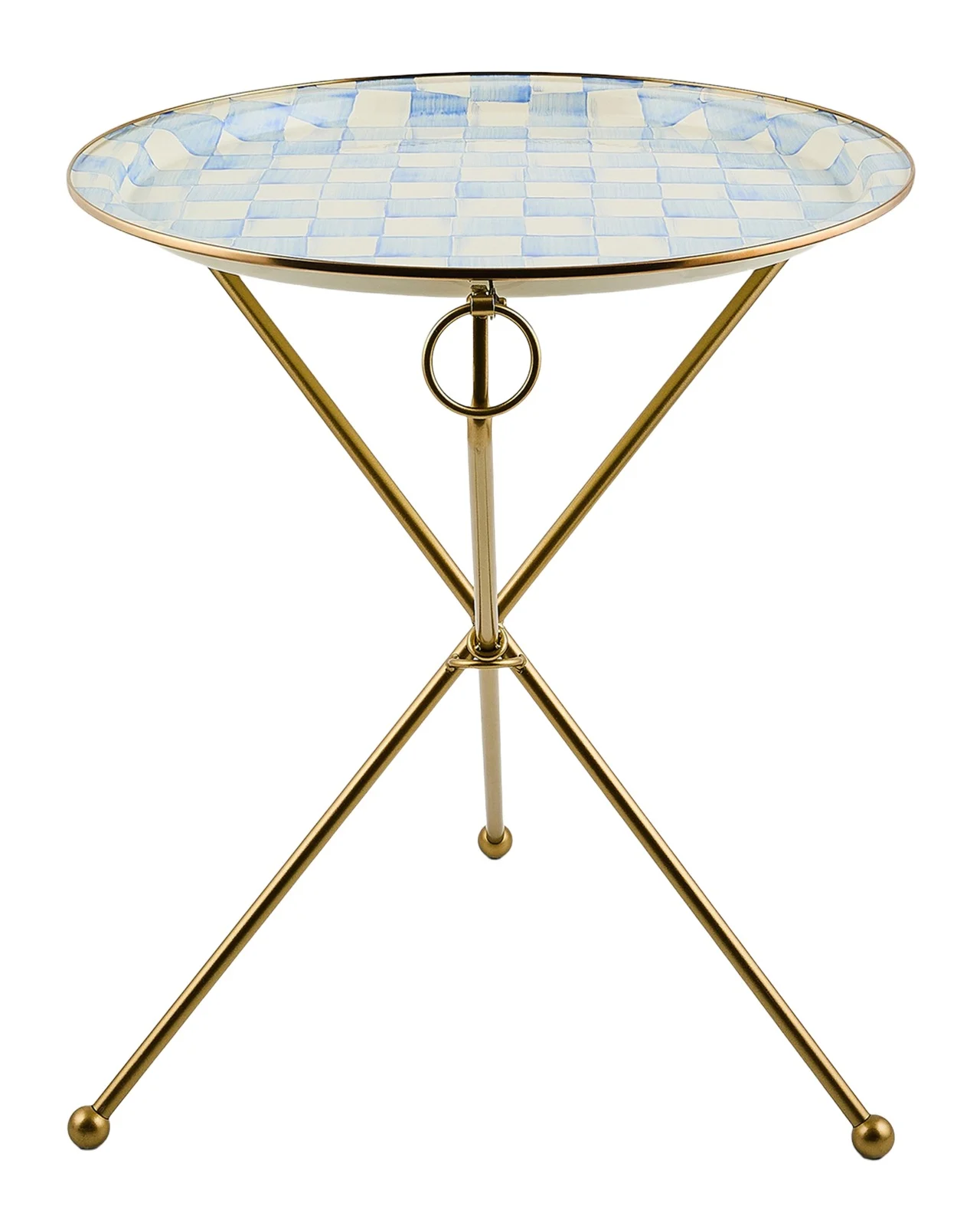 MacKenzie-Childs Sky Check Enamel Tilt Accent Table