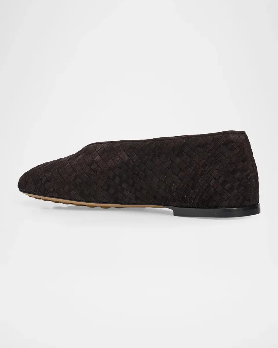 Bottega Veneta Rosa Intrecciato Suede Ballerina Flats | Thumbnail 4