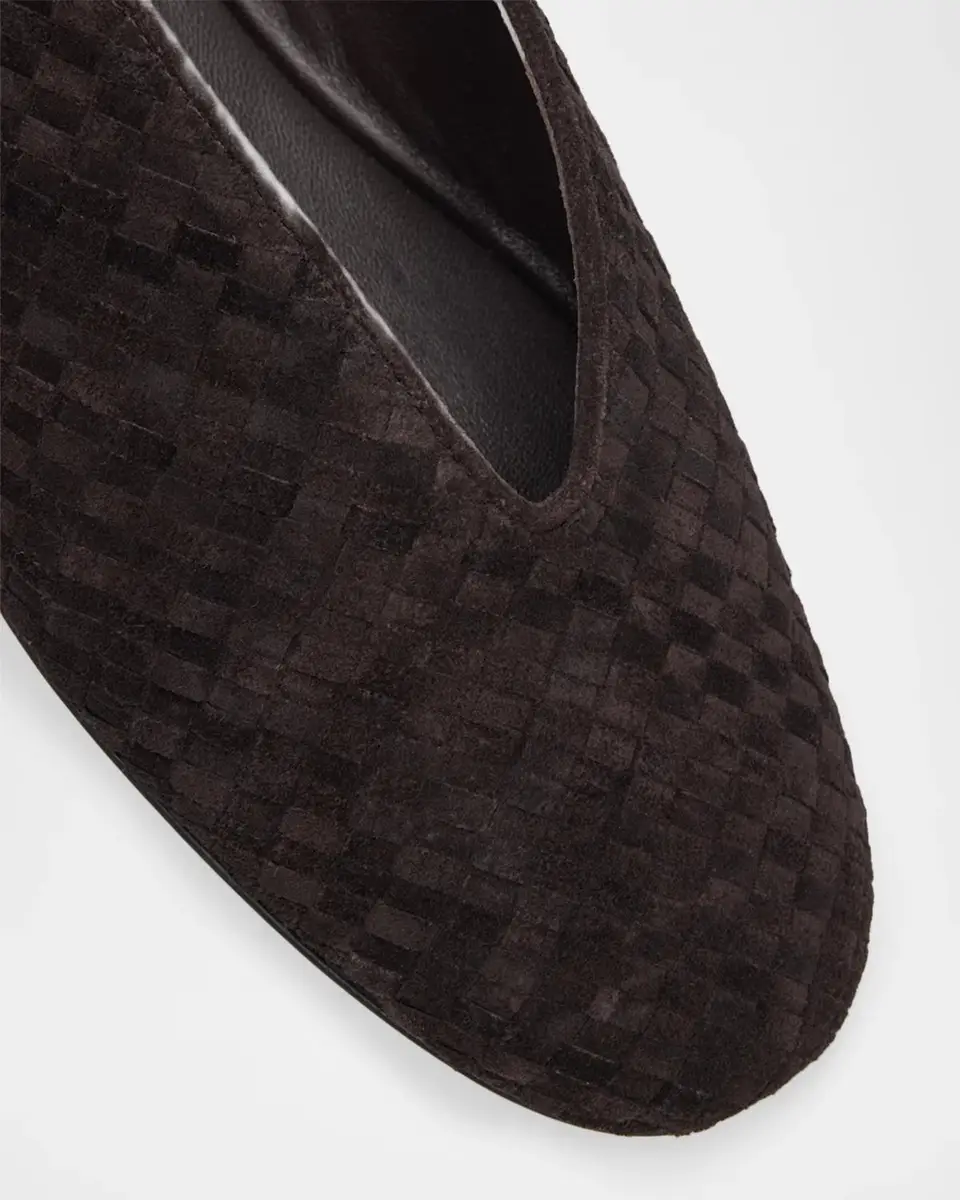 Bottega Veneta Rosa Intrecciato Suede Ballerina Flats | Thumbnail 5