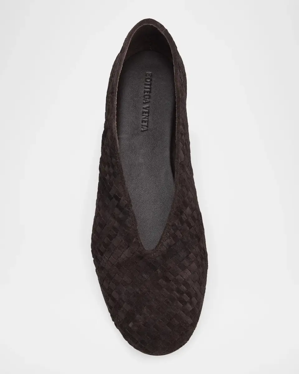 Bottega Veneta Rosa Intrecciato Suede Ballerina Flats | Thumbnail 6