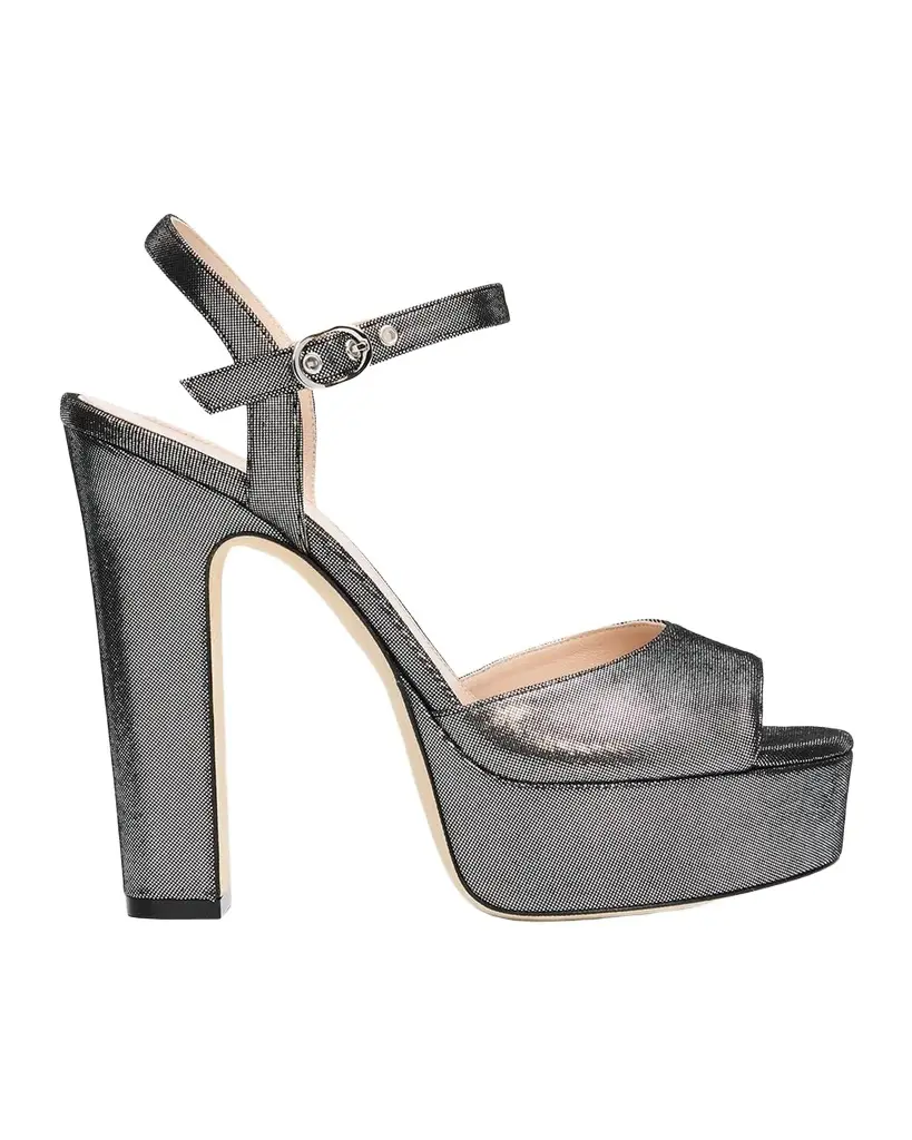 Stuart Weitzman 125mm Reade Leather Noir Platform Sandals
