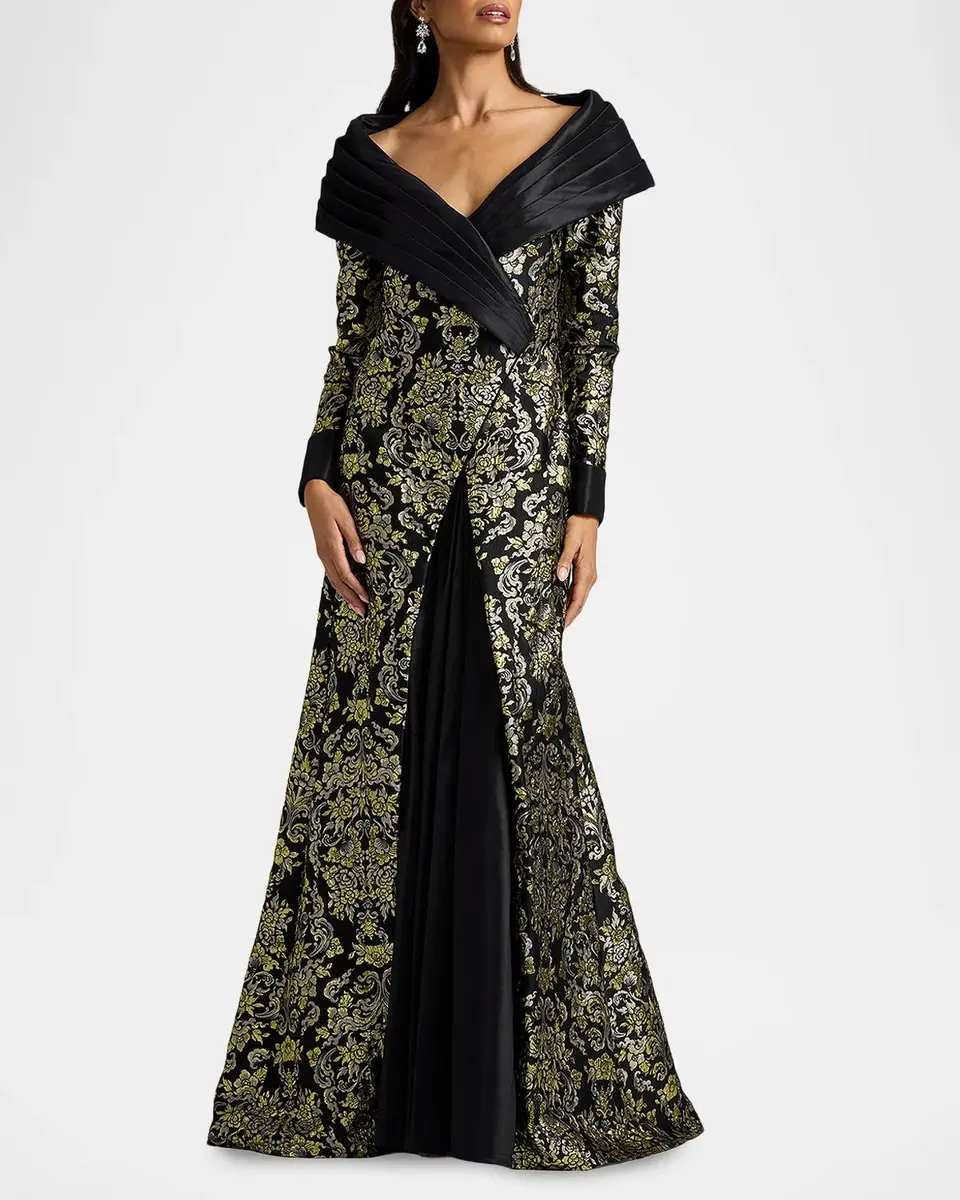 Tadashi Shoji Sorella Jacquard & Taffeta Portrait Gown | Thumbnail 2